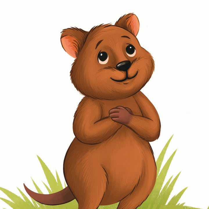 Illustration of a brown bear standing on grass